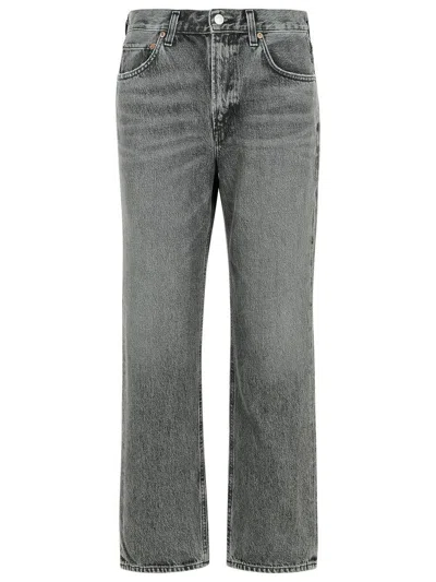 Agolde Valen High Rise Straight Jeans In Gray