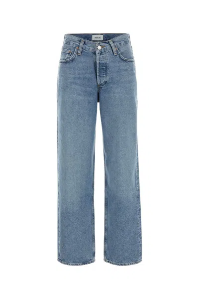 AGOLDE AGOLDE 'V' LIGHT BLUE DENIM JEANS