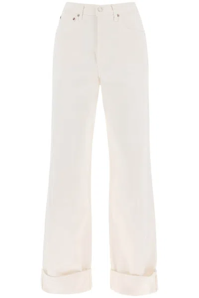 Agolde Jeans A Gamba Ampia Dame In White