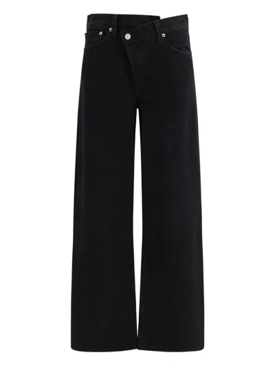 Agolde Arc Criss Cross Asymmetric Straight-leg Jeans In Black