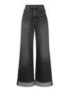 Agolde Dame Cuffed Organic Cotton Wide Leg Jeans In Azul