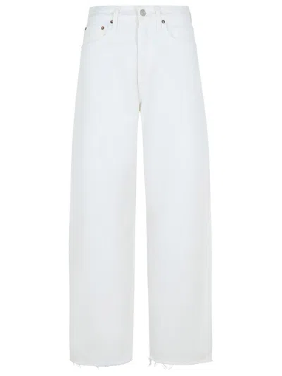 Agolde Luna Pieced Cotton Denim Baggy Jeans In White