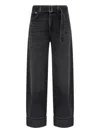 Agolde Tapered Cuffed Jeans Belted Waist In Black