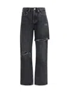 Agolde Ripped Button-fastening Five-pockets Jeans In Black