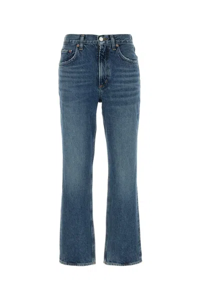 Agolde Blue Jeans With Belt Loops And Logo Patch On The Rear