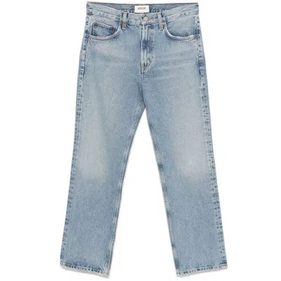 Agolde Wide-leg High-waisted Cotton Jeans In Blue