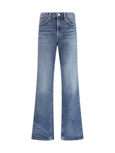 Agolde Kick Boot Jeans Stencil Color Mid Rise In Blue