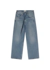 Agolde Light-washed Wide-leg Jeans With Asymmetrical Closure In Blue