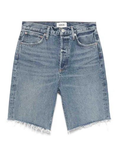 Agolde High Rise Shorts In Blue