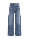 Agolde Blue Cotton Straight-leg Jeans In Blue