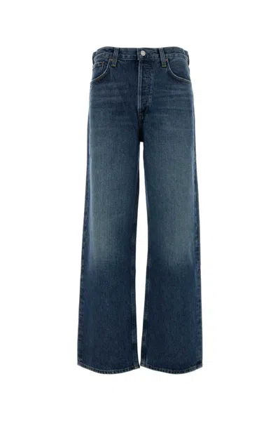 Agolde Wide-leg Denim Trousers Featuring Belt Loops In Blue