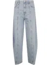 Agolde Luna Pieced High Waist Raw Hem Barrel Jeans In Blue