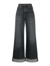 Agolde Dame Cuffed Organic Cotton Wide Leg Jeans In Azul