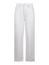 Agolde 'luna' White Jeans With Logo Patch On The Rear And Fringed Hem In White