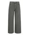Agolde Wide Leg Cotton Denim Trousers In Green