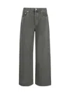 Agolde Wide Leg Cotton Denim Trousers In Green