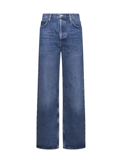 Agolde Blue Jeans With Belt Loops And Logo Patch On The Rear In Denim Woman