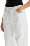 Agolde 'luna' White Jeans With Logo Patch On The Rear And Fringed Hem In White