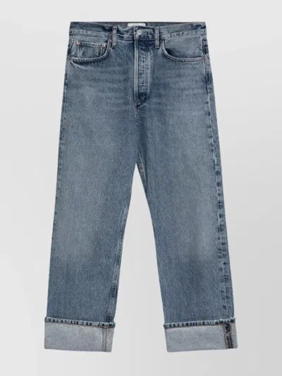 Agolde Fran Invention Low-slung Straight Jeans In Light Blue