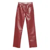 Agolde Leather Blend Straight Leg Pants In Red