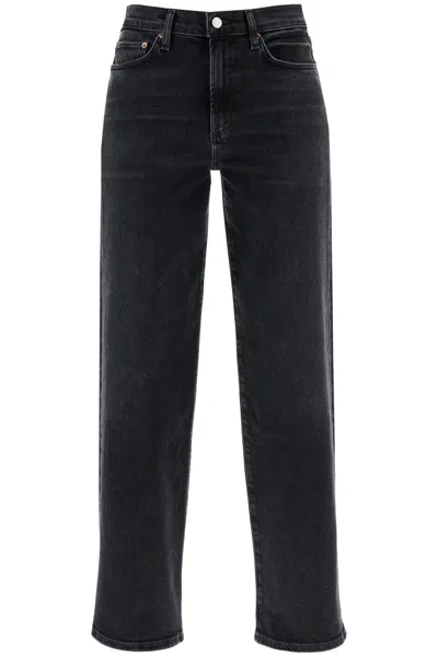 Agolde Ren High Rise Wide Leg Jeans In Hush In Black