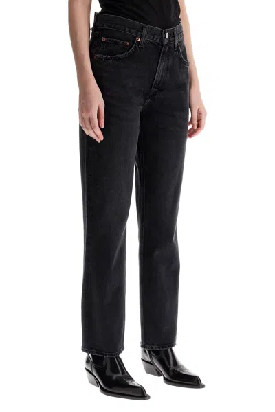 Agolde Ren High Rise Wide Leg Jeans In Hush In Black
