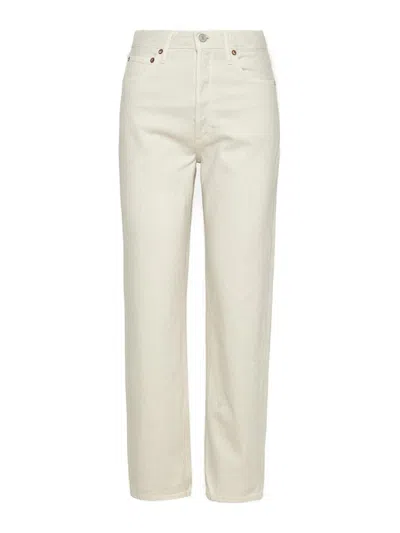 Agolde Cotton High-waist Tapered In Neutral
