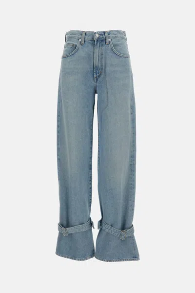 Agolde Jeans With A Cinched Hem In Blue