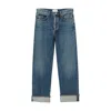 Agolde Wide-leg Faded Wash Denim Trousers With Five Pockets