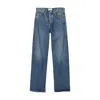 Agolde Wide-leg Faded Wash Denim Trousers With Five Pockets