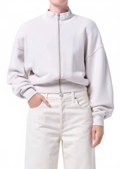 Agolde Jensen Zip Up Sweatshirt In Bone In Neutral