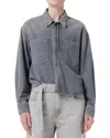 Agolde Juna Cropped Shirt In Gray
