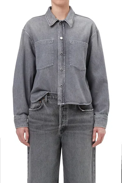 Agolde Juna Long Sleeve Shirt In Headlight In Multi