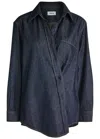 Agolde Kaelin Asymmetric Denim Shirt In Blue