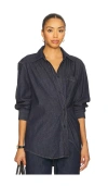 Agolde Kaelin Asymmetric Denim Shirt In Blue