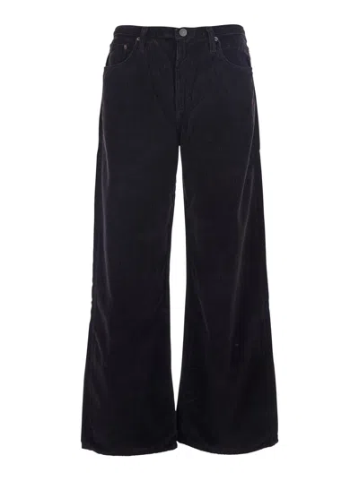 Agolde Keira Corduroy Pants With Belt Loops, Wide Leg & Relaxed Fit In Brown