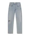 Agolde Kelly Distressed High-rise Straight-leg Jeans In Blue