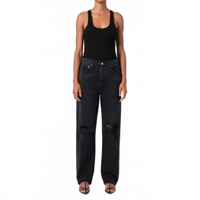 Agolde Kelly High Rise Ripped Jeans In Fuse In Black