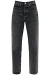 Agolde Lana Crop Mid Rise Vintage Straight Jean In Rhyme In Eclipse (black)