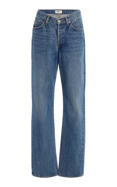 Agolde Kelly V-waist Stretch High-rise Straight-leg Jeans In Medium Wash