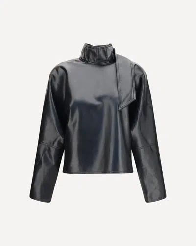 Agolde Kembra Recycled Leather Top In Black