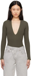 Agolde Ribbed Knit Bodysuit In Tyre