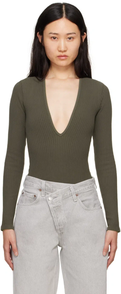 Agolde Khaki Zena Bodysuit In Tyre