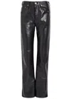 Agolde Kick Boot Bootcut Leather Trousers In Black