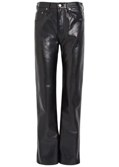 Agolde Kick Boot Bootcut Leather Trousers In Black
