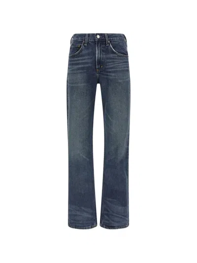 Agolde High Rise Straight Leg Denim Jeans In Blue