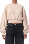 Agolde Kit Cotton Fleece Crop Sweatshirt In Neutral