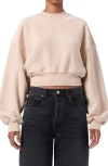 Agolde Kit Shrunken Crewneck Sweater In Wafer (dusty Nude Peach)