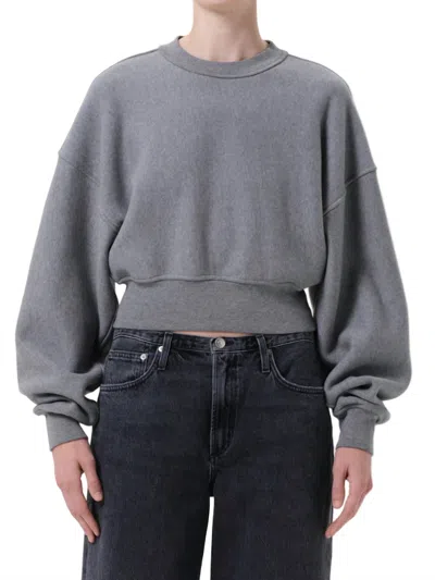 Agolde Kit Cropped Sweatshirt In Heather Grey In Gray