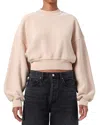 Agolde Kit Shrunken Crewneck Sweater In Wafer (dusty Nude Peach)